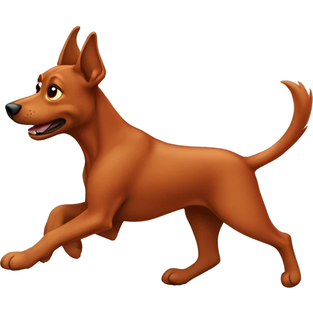 solid red dog with pointed ears running emoji