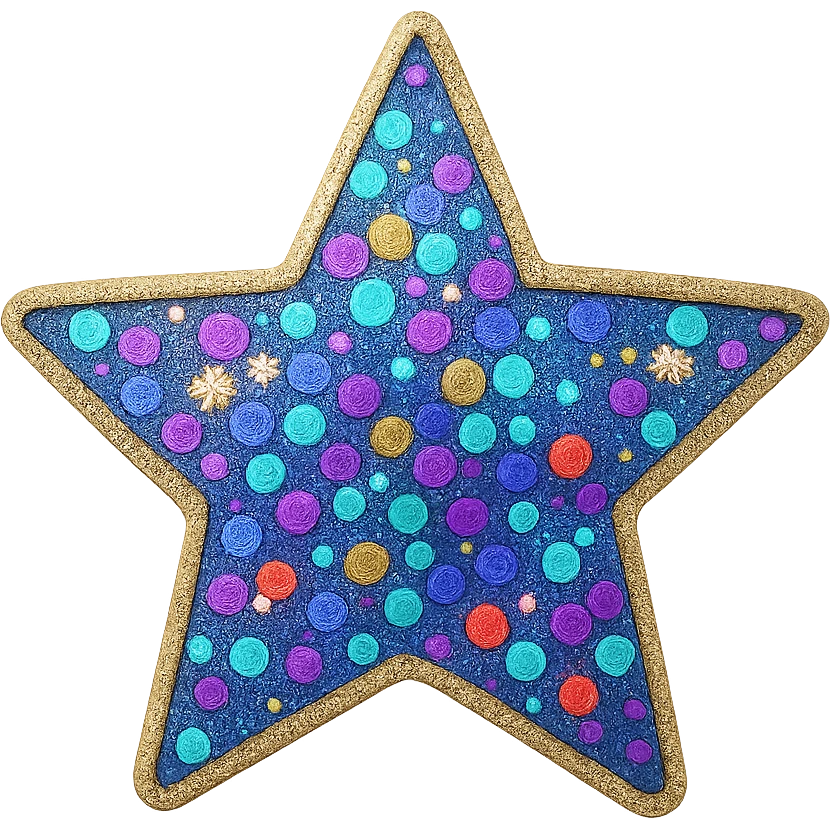 tiny star with a confetti pattern, glamorous and stylish emoji