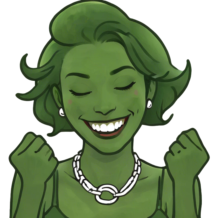 Woman hands around neck laughing emoji