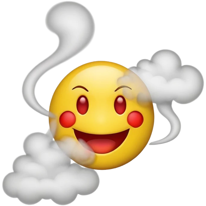 Smiley face with red eyes blowing smoke emoji