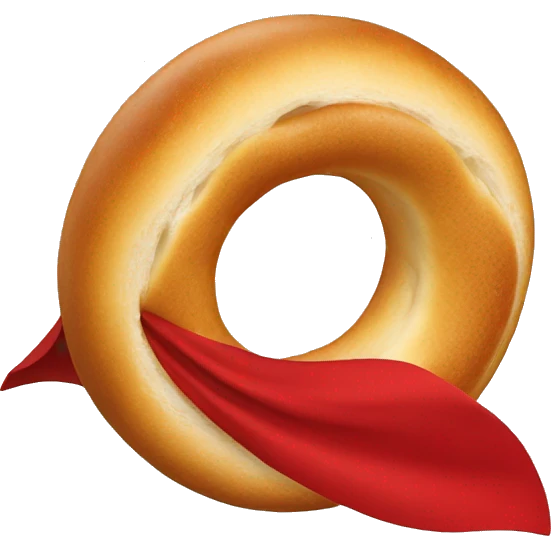 flying bagel wearing a red cape emoji