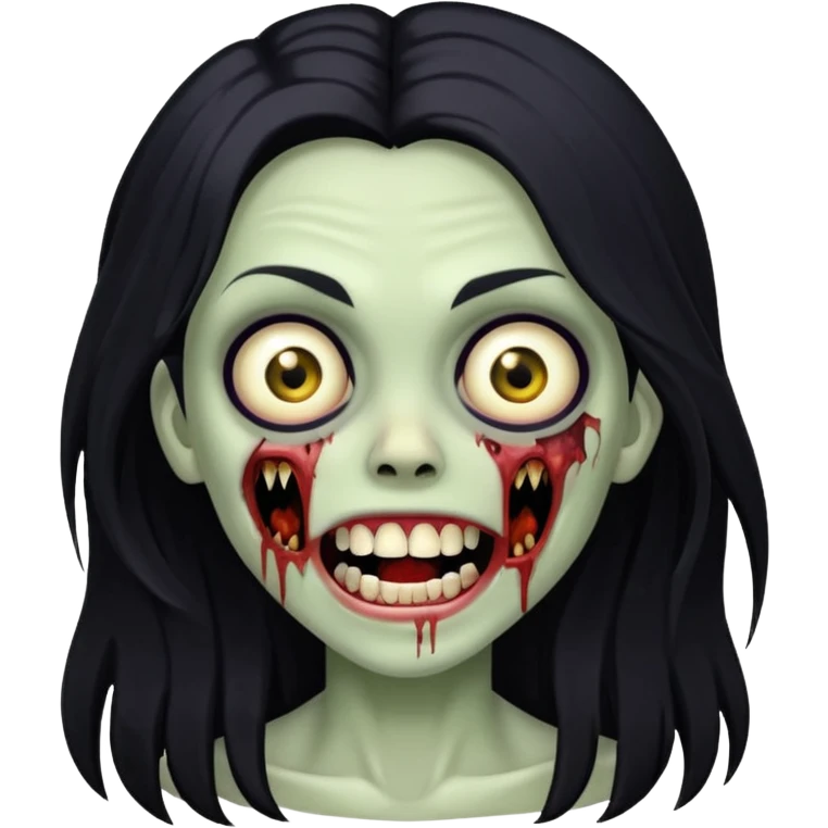 girl zombie with black long hair with teeth emoji
