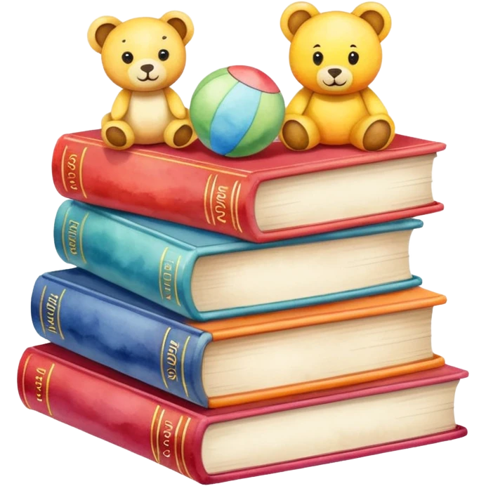 watercolor books and toys emoji
