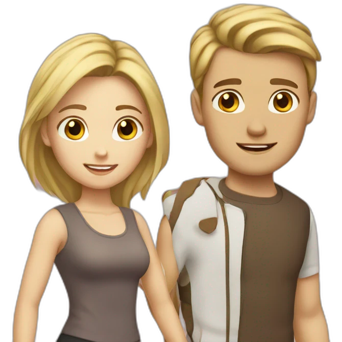 Blond girl and brown hair guy emoji