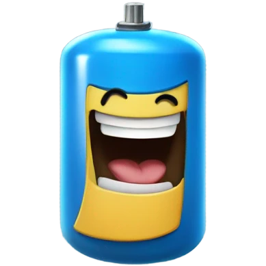 A blue capacitor laughing emoji