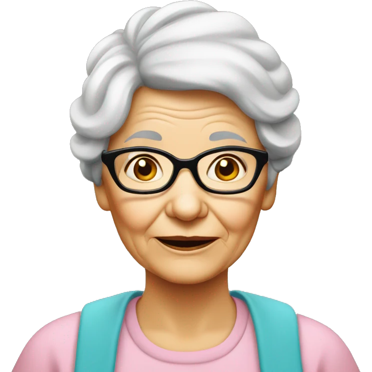 Old lady with glasses ￼ emoji