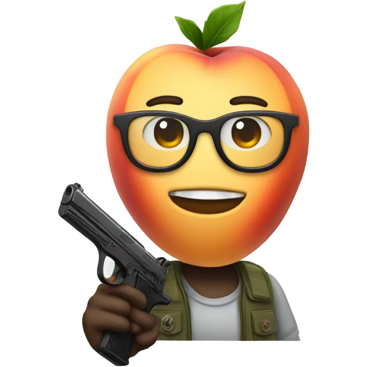 Peach with glasses shooting a gun emoji