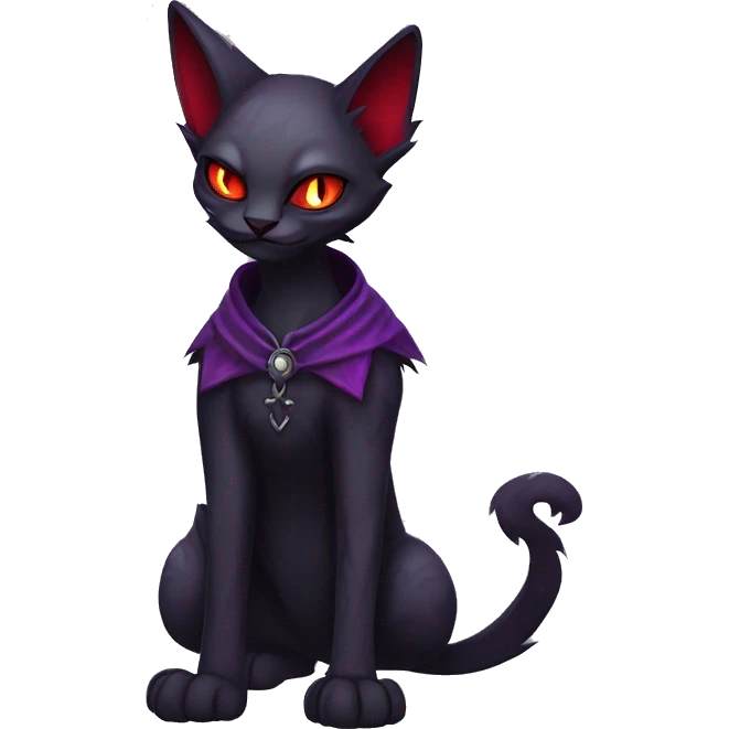 Vampiric dark edgy gothic cat fakemon with red purple edgy markings full body emoji