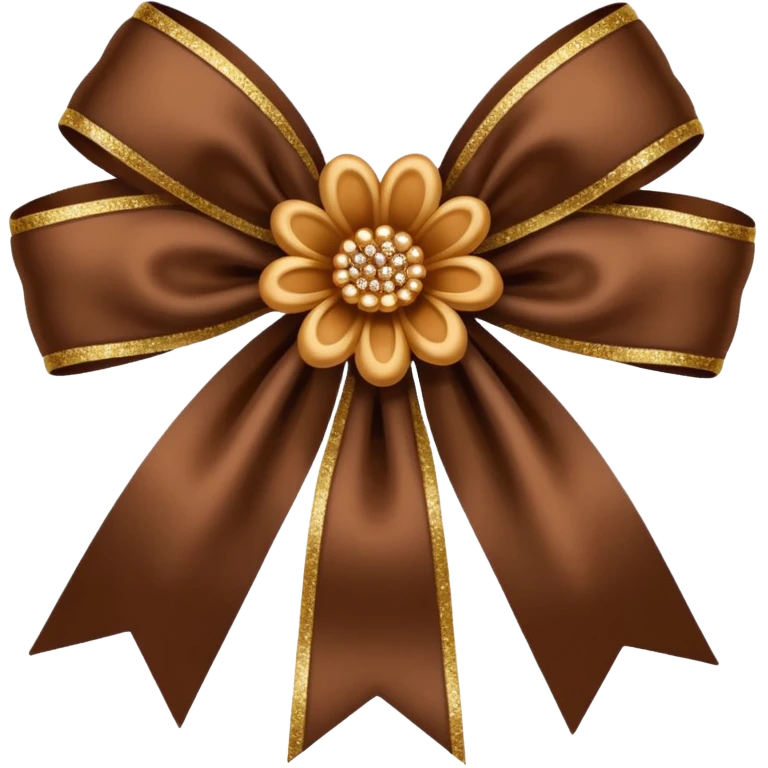brown flower bow with glitter emoji
