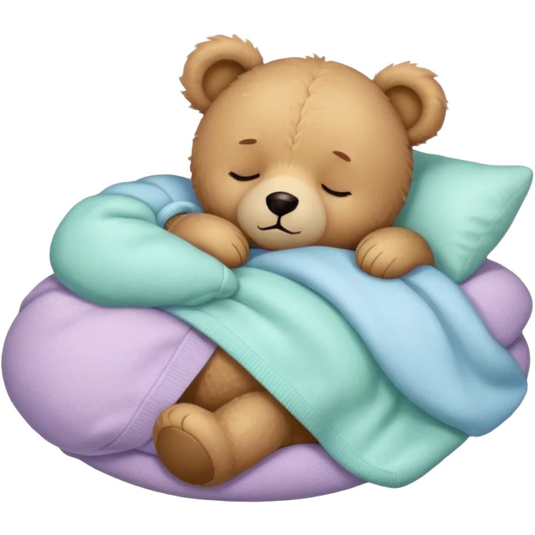 Cute teddy bear with a pastel sweater sleep emoji