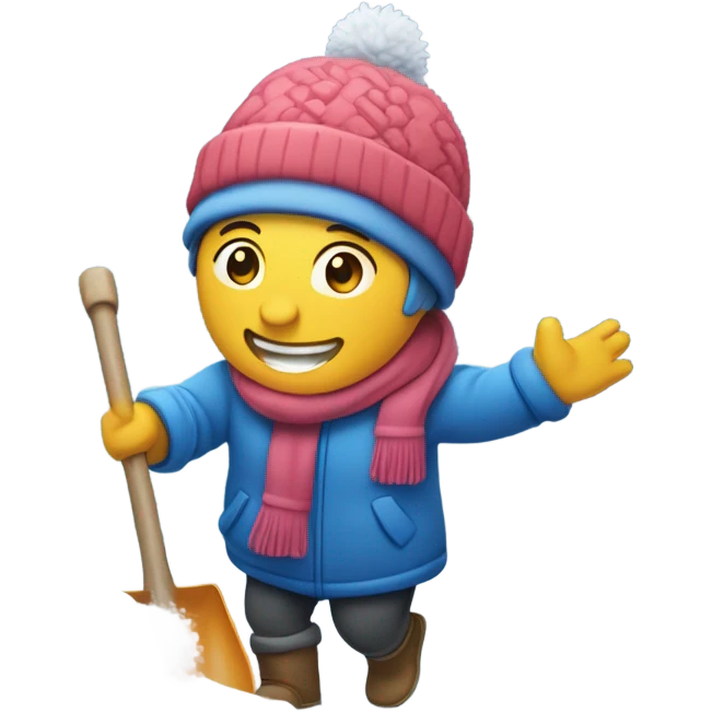 Happy shoveling snow emoji
