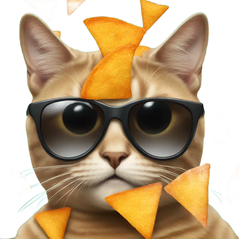 Cat with sunglasses eating Doritos emoji