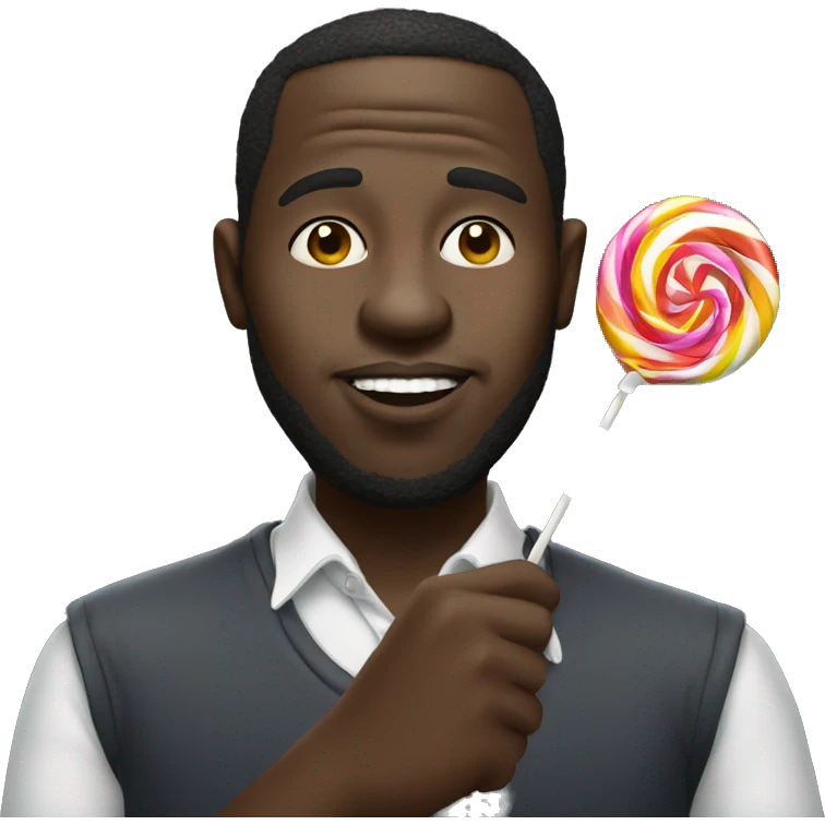 Big black guy eating lollipop emoji