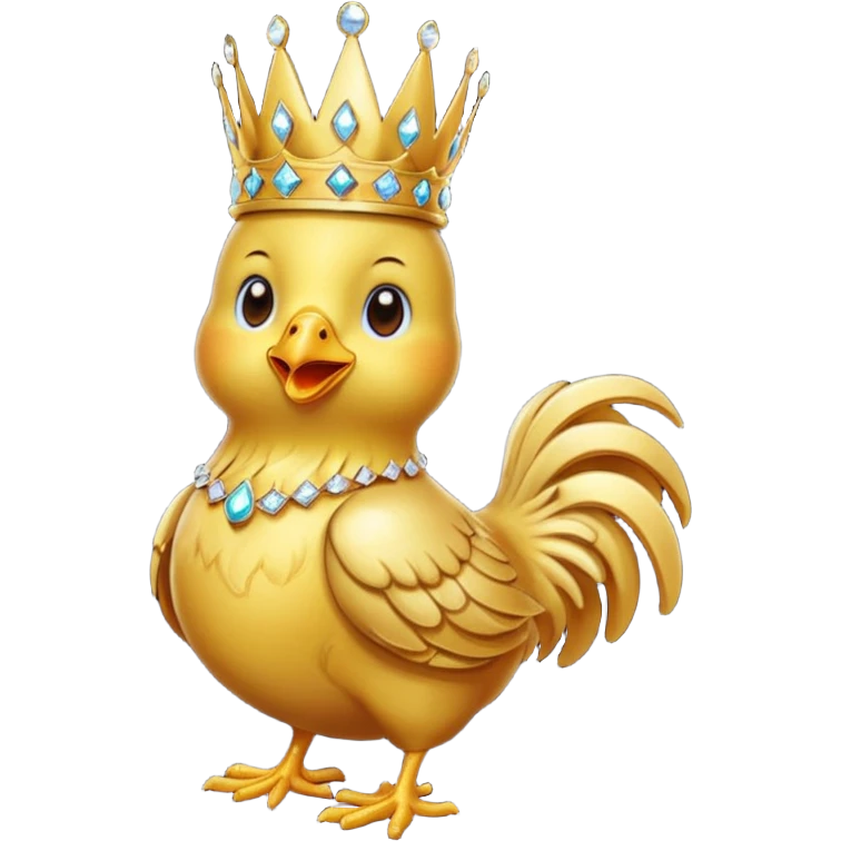 chicken King – proud golden chicken wearing a tall jeweled crown, sitting emoji