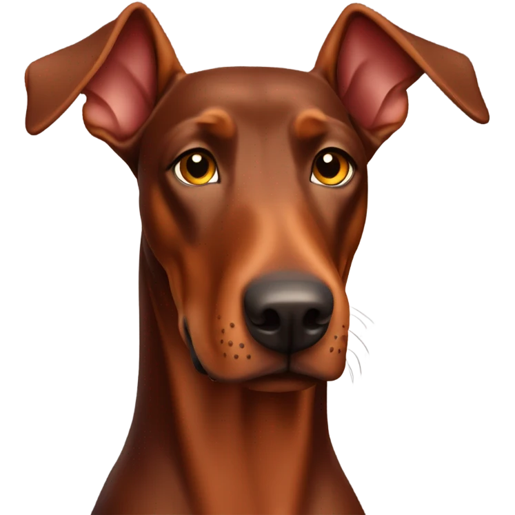 Red Doberman without cropped ears face facing front happy expression  emoji