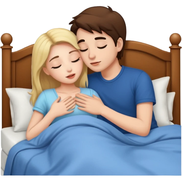 A guy and a girl kissing in bed emoji