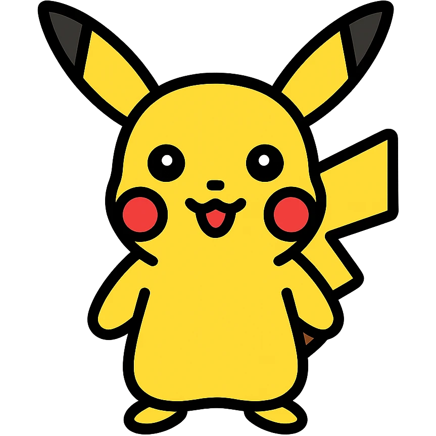 pikachu icon, color outline icon style, featuring pikachu's signature yellow and red cheeks with black outlines emoji