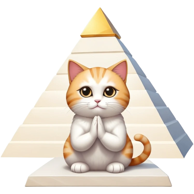Cats praying near white pyramid  emoji