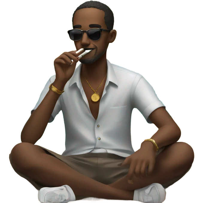 Somali guy smoking a cigar on the beach  emoji