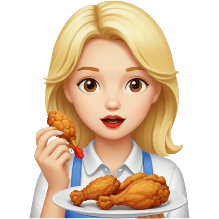 Blonde girl eating chicken emoji