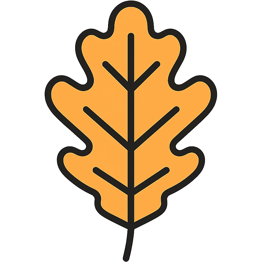 oak leaf icon, color outline style, variation 3 emoji