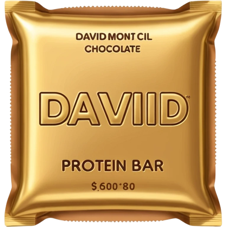 protein bar gold wrapper that says David on it  emoji