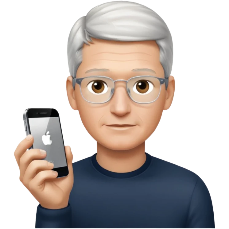 Tim Cook wiyh iphoine into his hands emoji