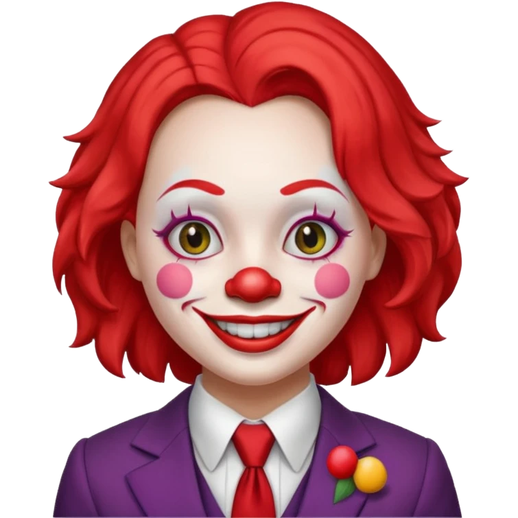female Clown with a tie and suit emoji