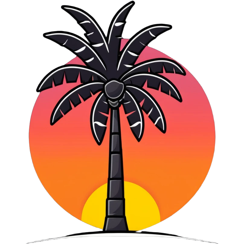 palm tree with sunset emoji