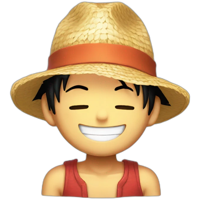 Luffy with his straw hat smiling with closed eyes emoji