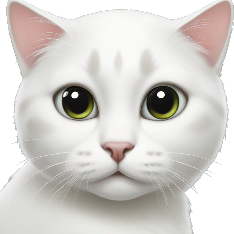 White cat with 2 black spots on her face emoji