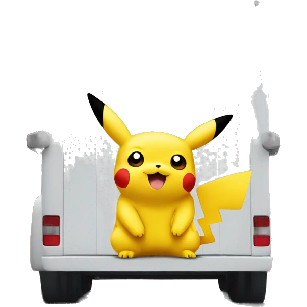 Pikachu inside truck with white bricks in the back emoji