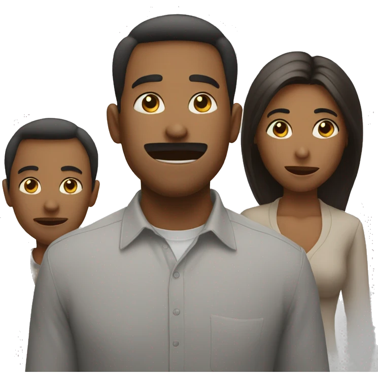 group of three people who have diffrent facial expression but all are exicted.  emoji