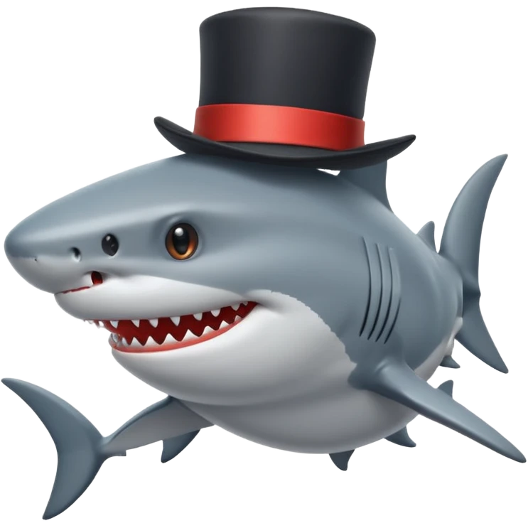 Shark with a top hat emoji