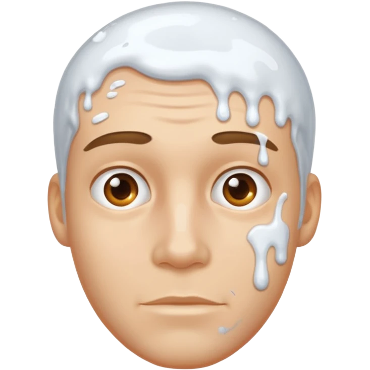 Guy face with white goo emoji