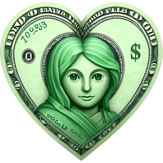A heart made of dollar bills emoji
