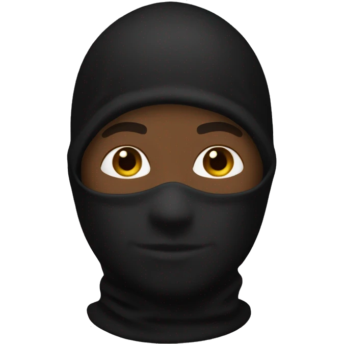 “Create an emoji of a Black man wearing a black balaclava. The face should be partially covered by the balaclava, with the eyes and a neutral expression visible. The skin tone should be dark, and the background can be simple or transparent.” emoji