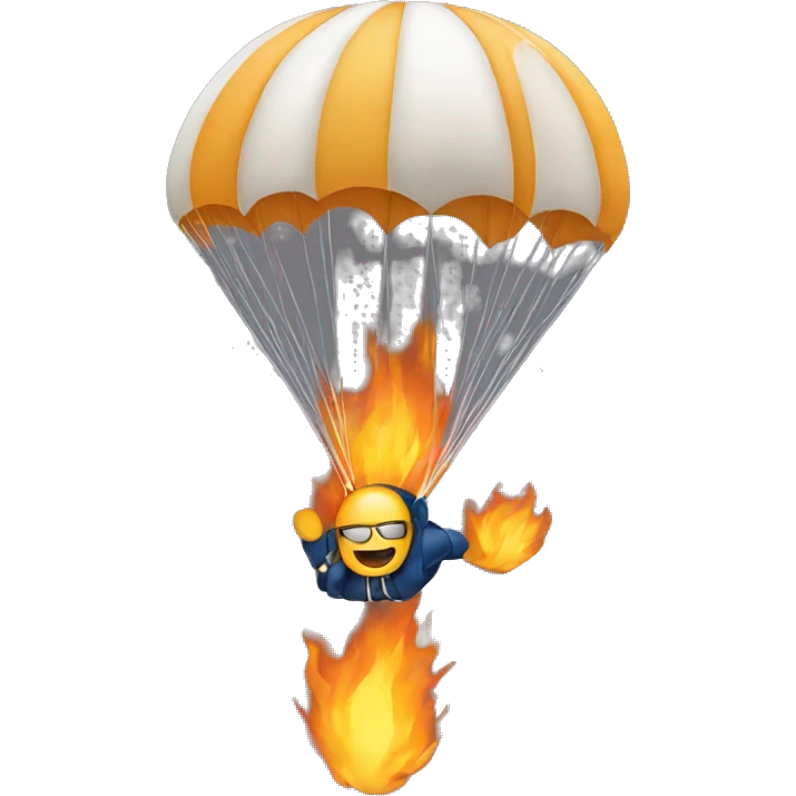 person flying with a parachute in flames emoji