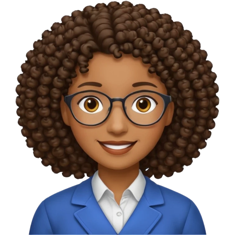 Black teacher no glasses and curly hair emoji