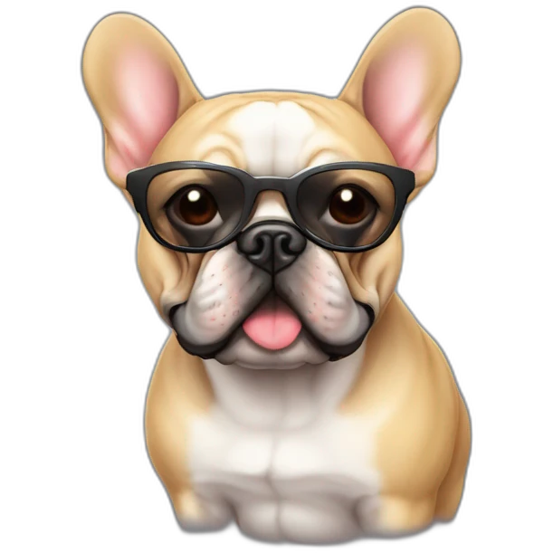 Bouledogue français avec des lunettes de soleil emoji