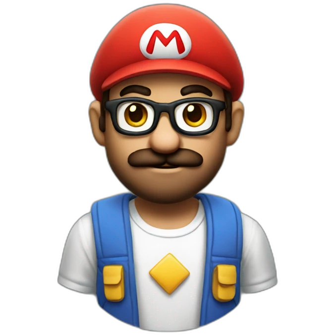 Mario as a hipster developer emoji