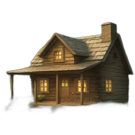 cabin in the woods with garden emoji