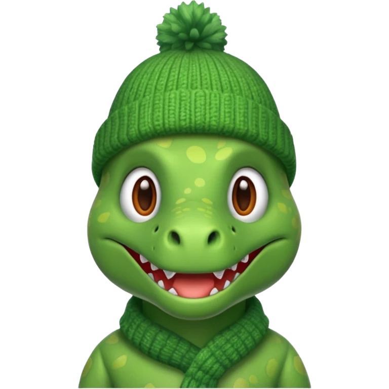 Dinosaur with a wooly hat emoji