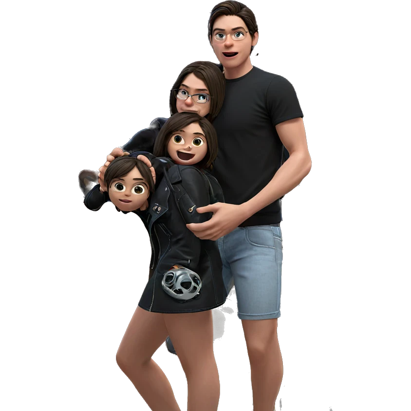 nighttime portrait with motorcycle emoji