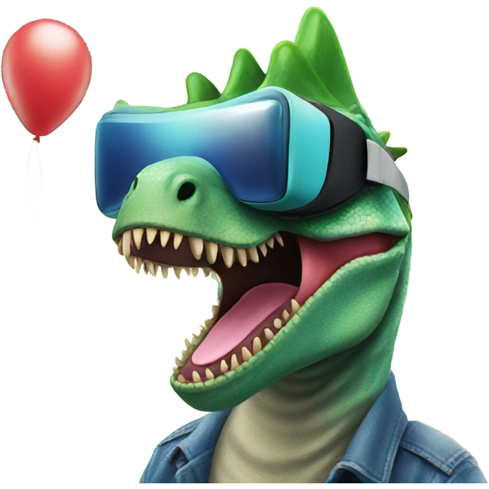 party dino wearing vr headset emoji