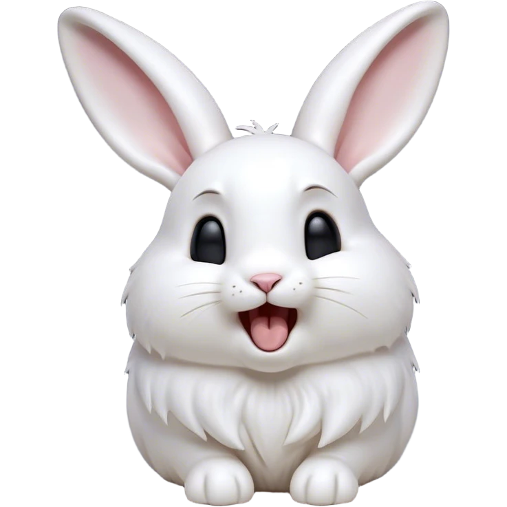 Cinematic Cute Yawning White Rabbit Portrait Emoji, Head tilted slightly with a dramatic, wide-open yawn, showcasing a smooth, silky white fur with floppy ears, round dark eyes barely open in drowsy contentment, Simplified yet irresistibly adorable features, highly detailed, glowing with a soft, cozy glow, high shine, relaxed yet expressive, stylized with a touch of whimsy, bright and endearing, soft glowing outline, capturing the essence of a sleepy yet affectionate bunny, so drowsy it feels like it could stretch out of the screen and curl up for a nap! emoji