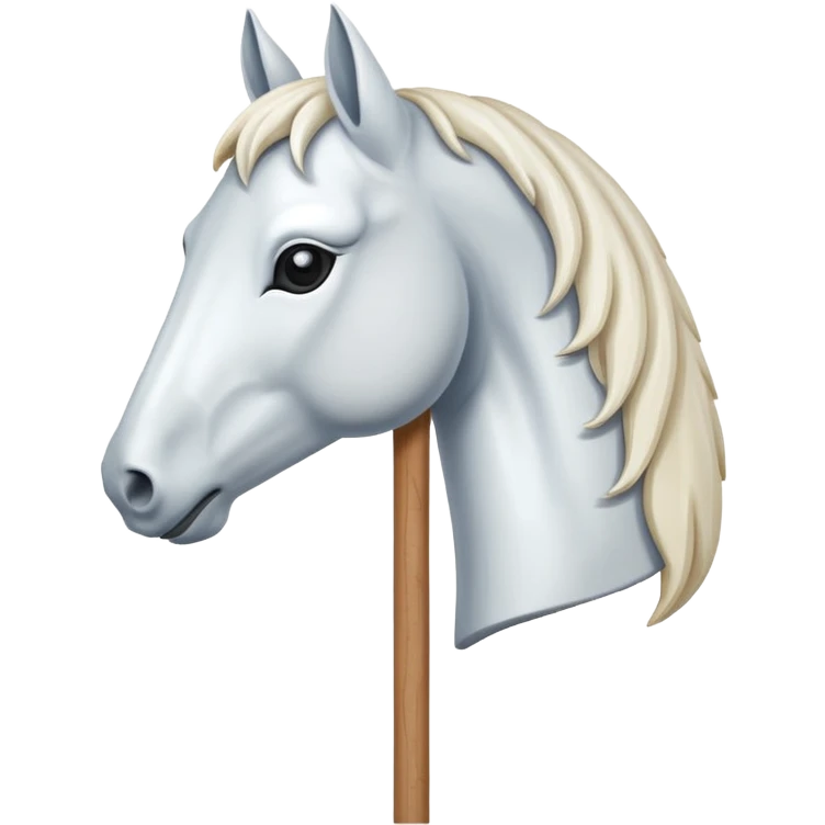Make a white horse head on a wood stick  emoji