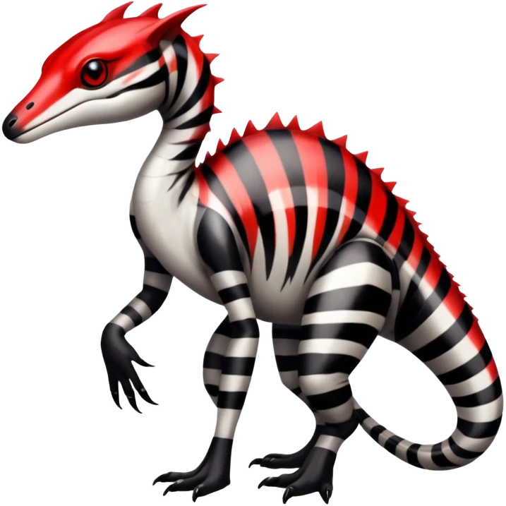 a translucent white red black striped exotic edgy vernid-fionbri-creature with splash patterns full body emoji