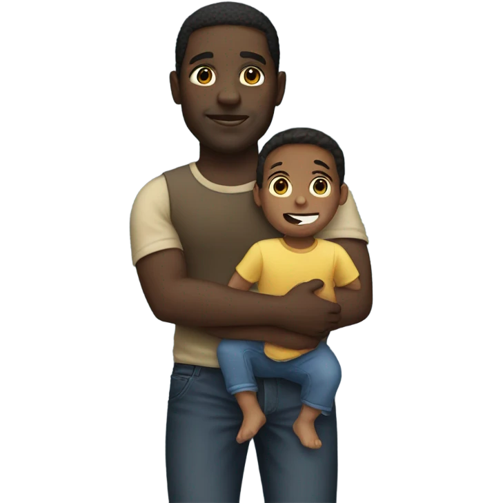 Big black guy holding a small kid emoji