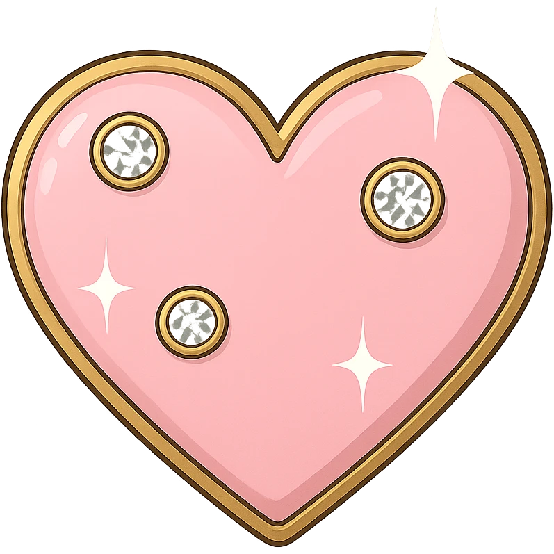 single pink heart, pink enamel, sparkling gems emoji
